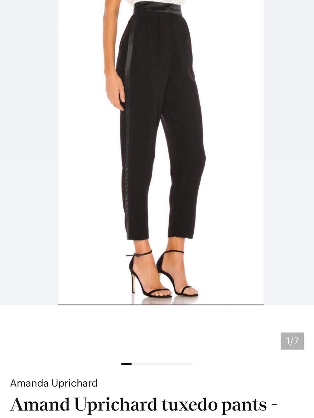 Amanda Uprichard Black Tuxedo Pants